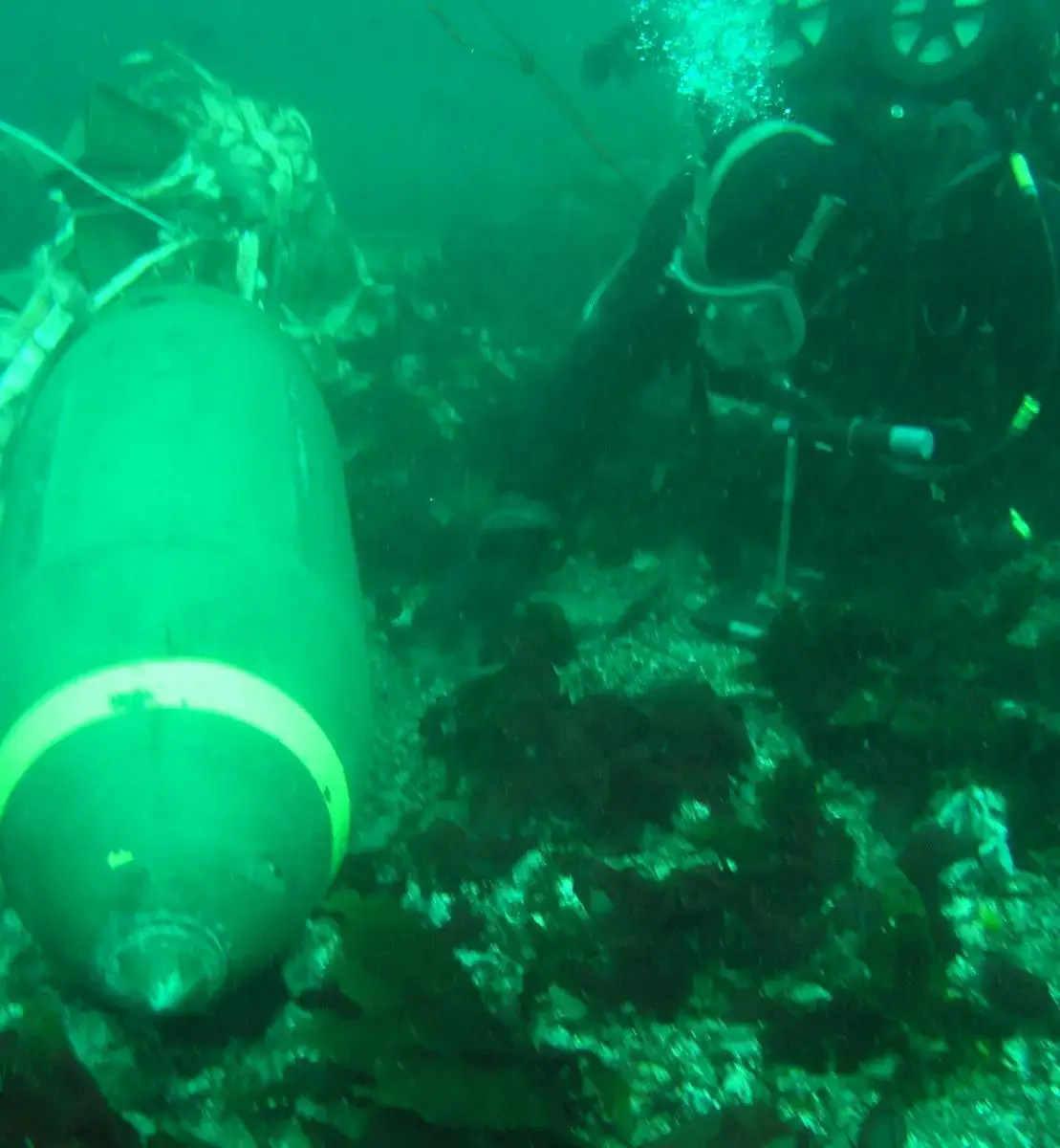 Brimstone navy diver surveying uxo