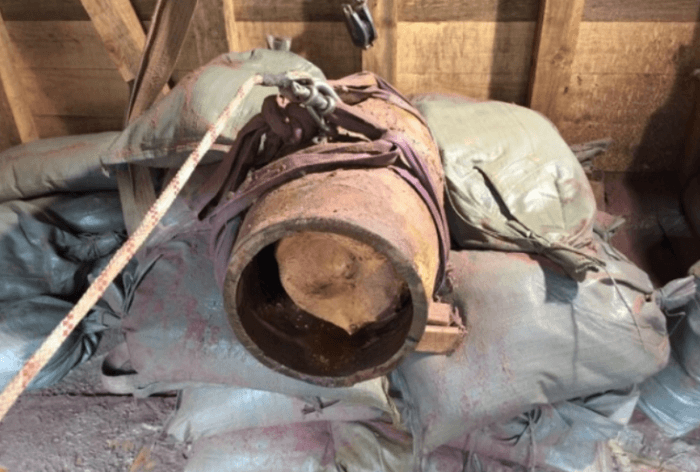 Unexploded 500 lb bomb