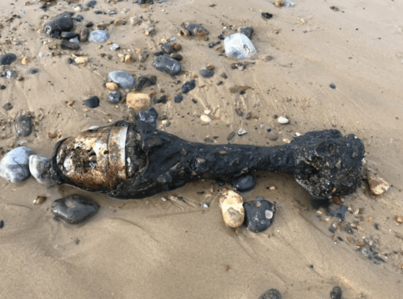 Unexploded mortar beach