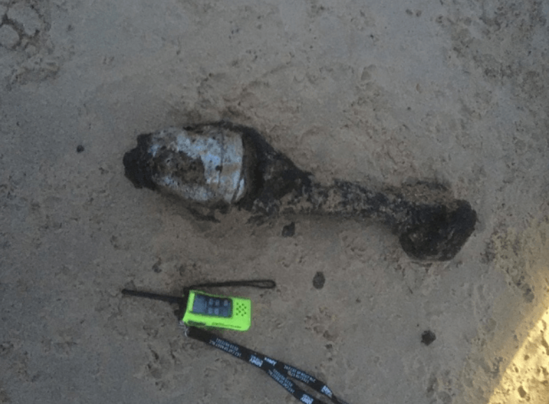 Unexploded mortar bomb