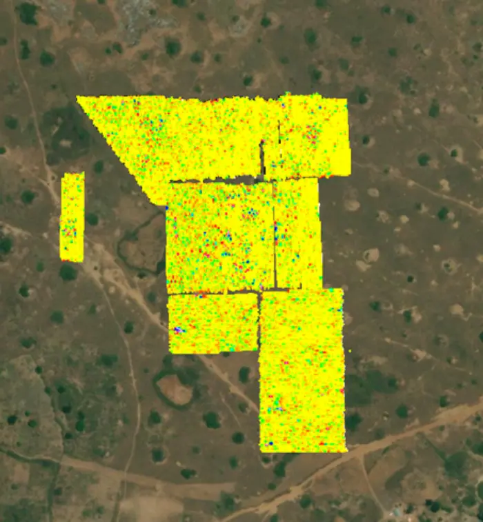 Non-Intrusive UXO Survey 5 Magnetic field false colour map from a Non-Intrusive UXO Survey