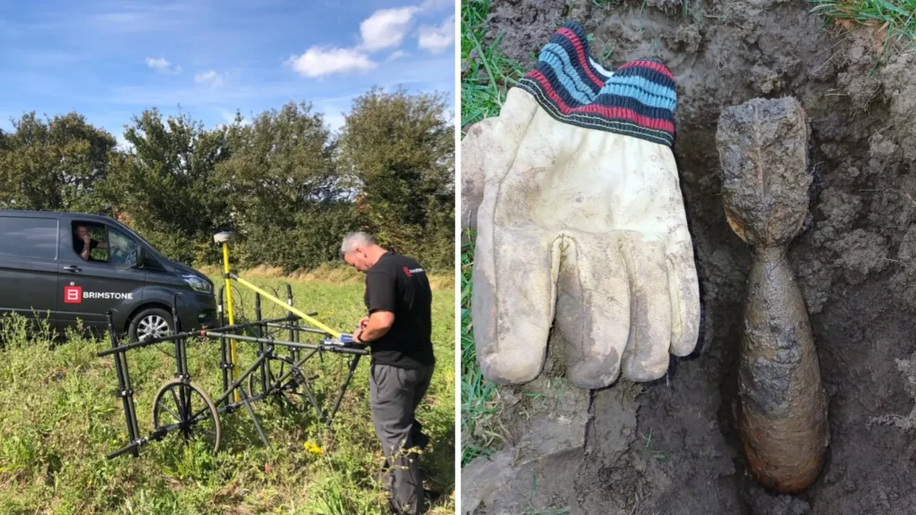 Pushcart vs Drone UXO Surveys | What’s the Difference? 2 Pushcart survey example and item of UXO